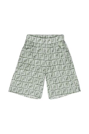 bermuda in lino verde FENDI KIDS | JMF473AQTQF1MTQ